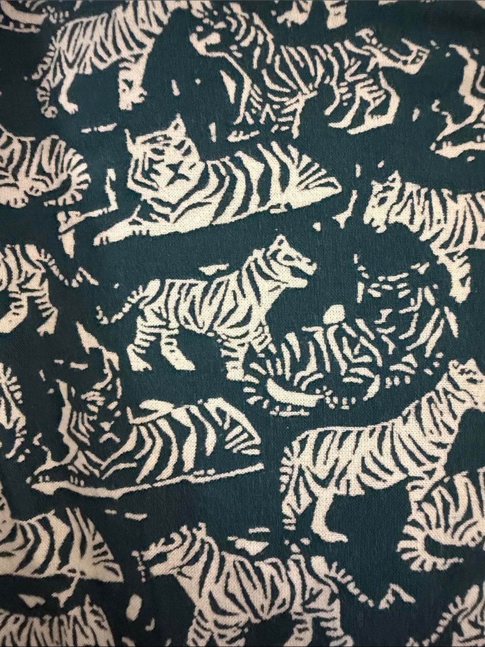 Anthropologie Maeve “Amara” Teal White Tiger-Print Button-Up Shirt - Picture 8 of 13
